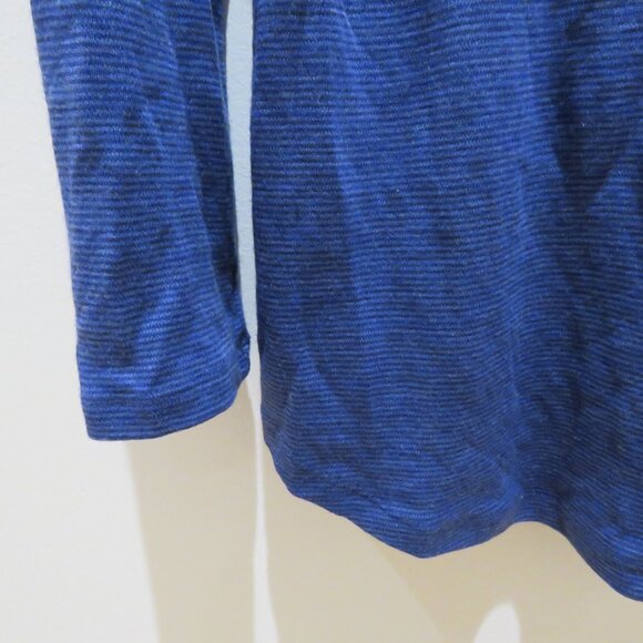 WOOLX Eva Tunic 100% Merino Wool Baselayer Top in Blue Stripe Gorpcore Travel XL - Picture 4 of 12